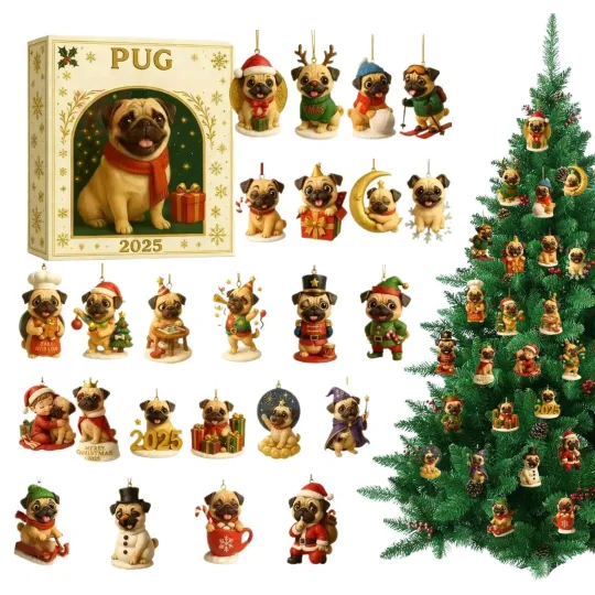 Discover Christmas Countdown Calendar 2D Acrylic Ornament Dog Christmas