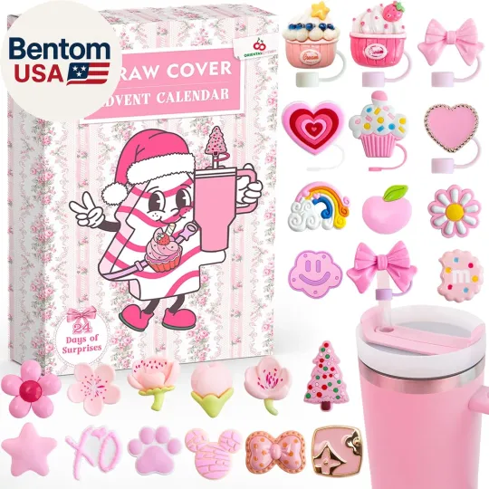Discover Advent Calendar 2025-24 Days of 10Mm Straw Toppers for 30Oz & 40Oz Tumblers - Ch