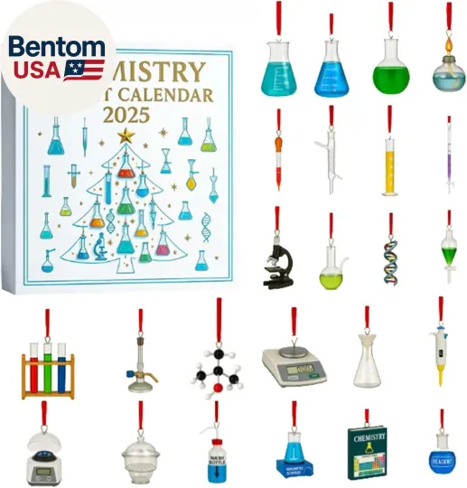 Discover Chemistry Advent Calendars 2025, 24 Days Labware Ornaments Christmas Countdown C