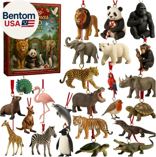 Discover 2025 Animals Advent Calendar, 24 Days Merry Christmas Zoo Countdown Calendar