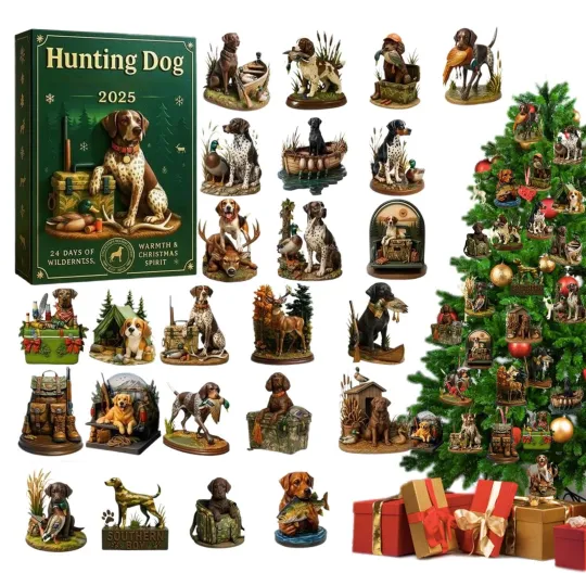 Discover Hunting Dog Advent Calendar 2025 Christmas 24 Days 2D Acrylic Home Decor