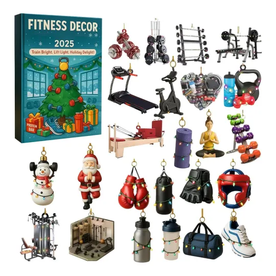 2025 Christmas Fitness Decor Advent Calendar, 2D Acrylic Halloween Christmas
