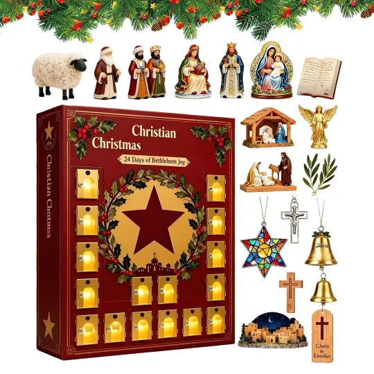 Discover Christian Christmas Advent Calendar 2D Figurines Countdown Decorations
