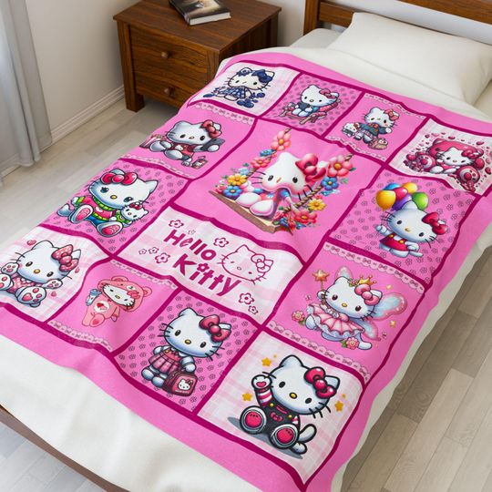 Hello Kitty Patchwork Fleece Blanket for Kids