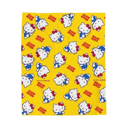 Discover Hello Kitty Pattern Velveteen Plush Blanket | Yellow Character Throw