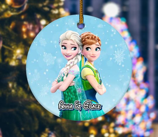Discover Personalized Anna and Elsa Ornament, Elsa Ornament, Frozen Christmas Ornament, Anna and Elsa Ornament, Disney Ceramic Ornament SJ2304