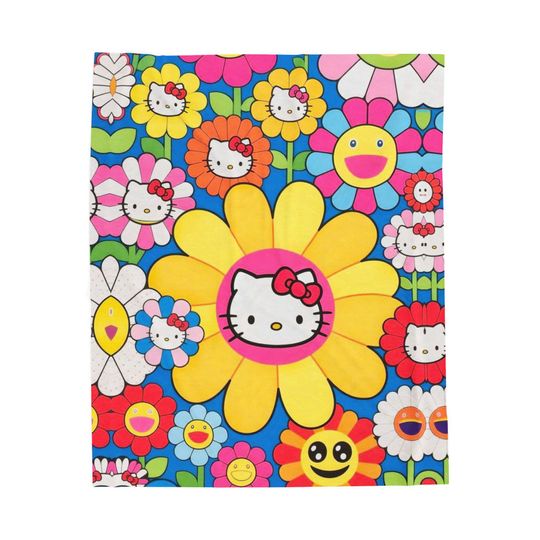 Hello Kitty Flower Pattern Fleece Blanket
