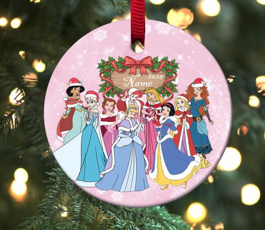 Discover Personalized Princess Group Christmas Ornament, Princess Party Customized 2025 Christmas Tree Decor, Princess Lover Xmas Gift For Kid AXJ129