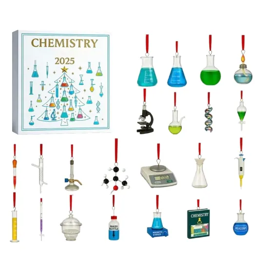 Discover 24 Days of Chemistry Advent Calendar, 2D Acrylic Seasonal Decor 24 Days Advent