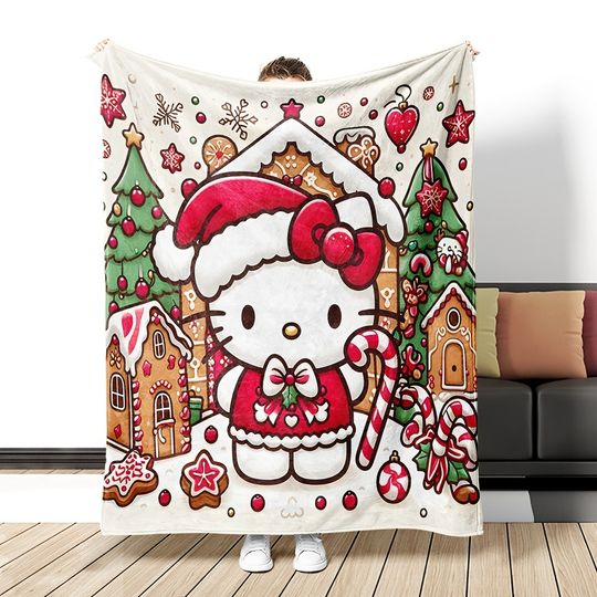 Discover Sanrio Hello Kitty's Gingerbread House Christmas Carnival Blanket: Sweet and Dreamy, Warm Christmas Season