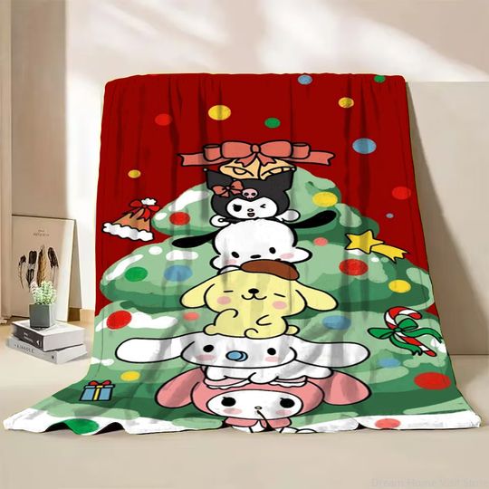 Sanrio Characters Cartoon Blanket for Bedroom Bed Sofa Travel Kids Adults