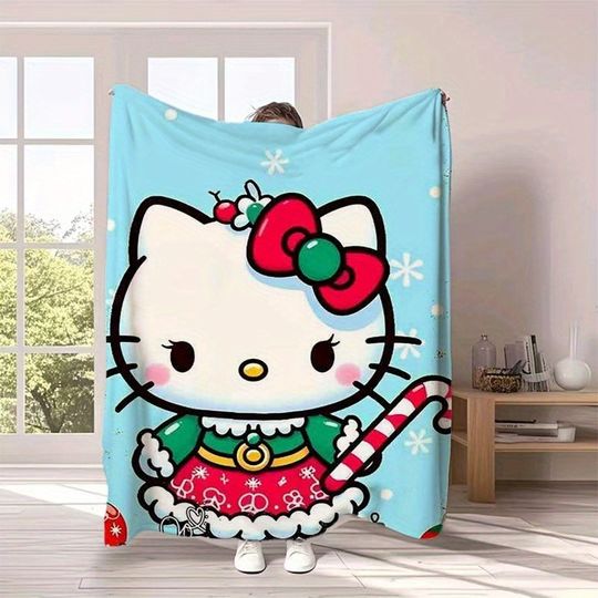 Sanrio Hello Kitty Fleece Blanket for Winter, Cute Christmas Dress Up Blanket