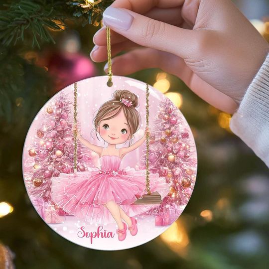 Discover Personalized Girl on Swing Ceramic Ornament 2025  Custom Toddler & Kids Christmas Keepsake, Granddaughter Holiday Gifts