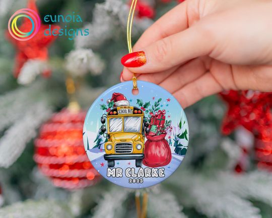 Discover Personalized School Bus Driver Christmas Ornament, Ceramic Christmas Bus Driver Gift, Xmas School Keepsake Ornament, Driver Ornament