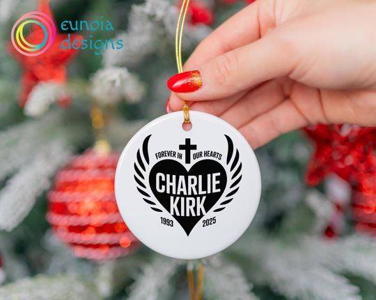 Discover Charlie Kirk Freedom Ornament, Pray For Charlie Kirk Ornament, Memorial Ornament, Ceramic Christmas Gift Ornament, America Patriot Ornament