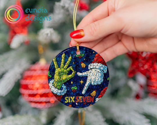 Discover Six Seven Ornament, Funny Christmas Ornament, Christmas Tree Decor Ornament, Ceramic Ornament, Christmas Santa Ornament, Xmas Gift Ideas