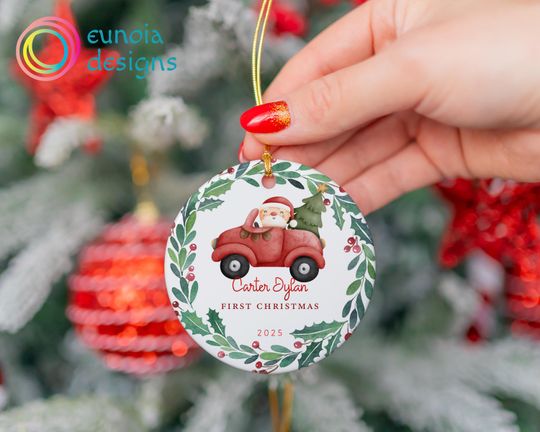 Discover Customized Farm Baby First Christmas Ornament, Baby Keepsake Gift, Holiday Baby Decor, Ceramic Ornament, Christmas Tree Decoration Gift