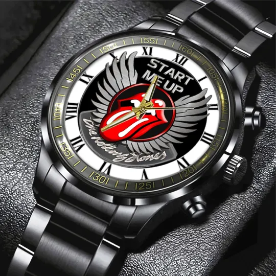 The Rolling Stones Black Stainless Steel Watch, Gift For Dad, Christmas Gift