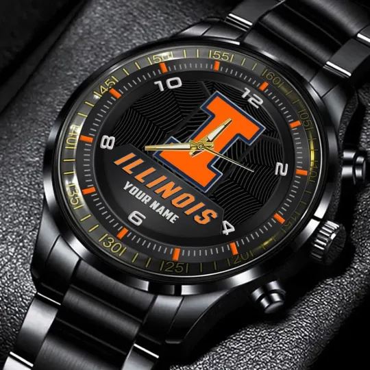 Discover Illinois Fighting Illini Stainless Steel Watch, Gift For Dad, Christmas Gift