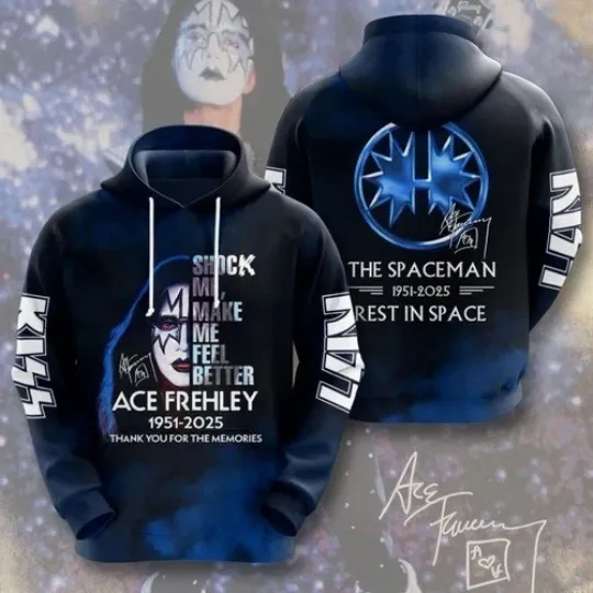 Rest In Peace Space Man x Ace Frehley 3D Hoodie 1951-2025