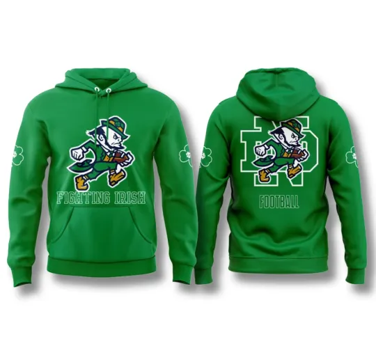 Discover Notre Damee Logo Leprechau 2025 3D Hoodie