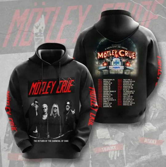 Discover Mötley Crüe The Return Of Carnival Of Sins Tour 2026 3D Hoodie