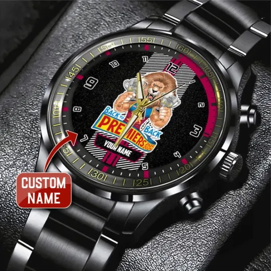 Discover Brisbane Lions Premiers 2025 Black Stainless Steel Watch, Gift For Dad, Christmas Gift