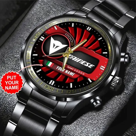 Discover Personalized Dainese Black Stainless Steel Watch, Gift For Dad, Christmas Gift