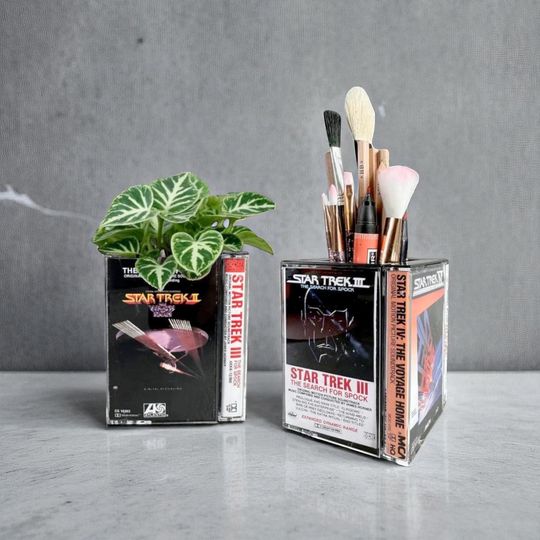 Discover startrek2020 Cassette Tape Desk Organizer, Unique Pencil holder Vintage Movie Decor