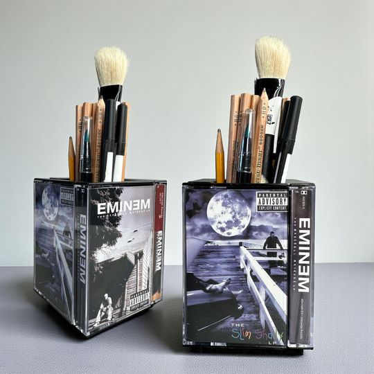 Discover Eminem Cassette Tape Desk Organizer Pencil Holder Y2K Rap Hip Hop  Makeup Brush Holder
