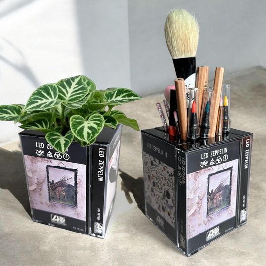 Discover LED ZPELIN Vintage Cassette Tape Desk Organizer Plant Pot  Pencil holder Gift
