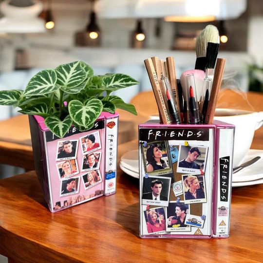 Friends TV Show Desk Organizer Unique Pencil holder   Custom Made VHS Tape Cover fan art  Gift for F.R.I.E.N.D.S Fans
