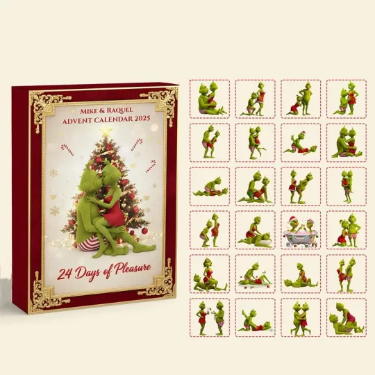 Discover Christmas Green Character 2025 Advent Calendar 24-Day Ornament Box