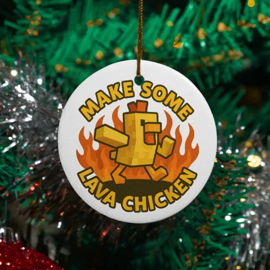 Discover Make Some Lava Chicken Ceramic Christmas Ornament - Pixel Style Gaming Fun Xmas