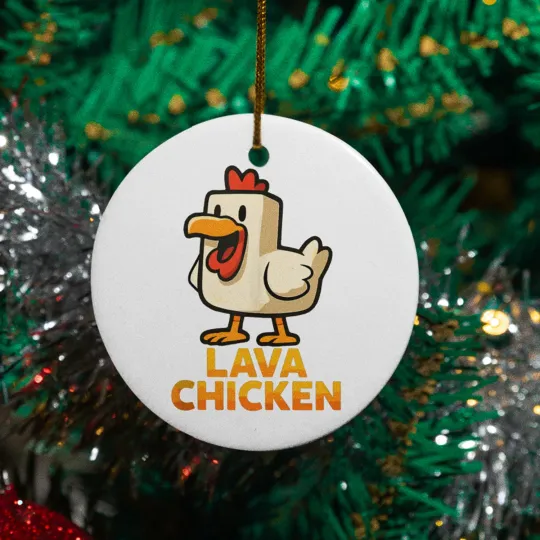 Discover Lava Chicken Design Ceramic Christmas Ornament - Funny Gamer Holiday Tree