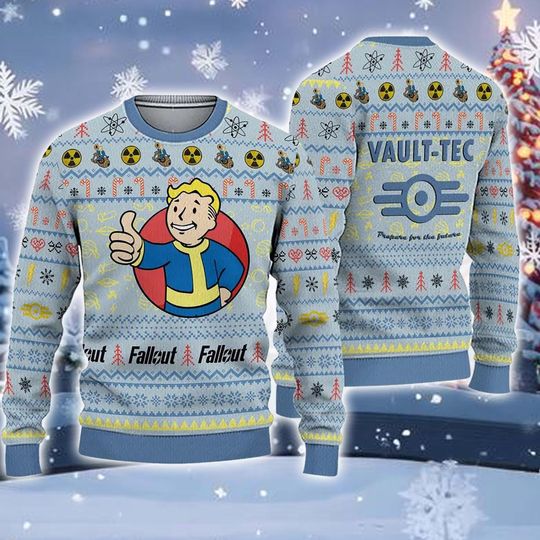 Discover Gaming Holiday Knit Sweater with Christmas and Sci-Fi Print