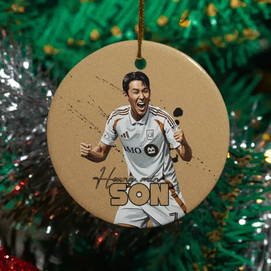 Discover Son Heung-min-Inspired #7 Ceramic Christmas Ornament - LA Fans Tribute Keepsake