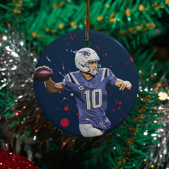 Discover Drake Maye #10 Inspired Design Ceramic Christmas Ornament - New England Tribute