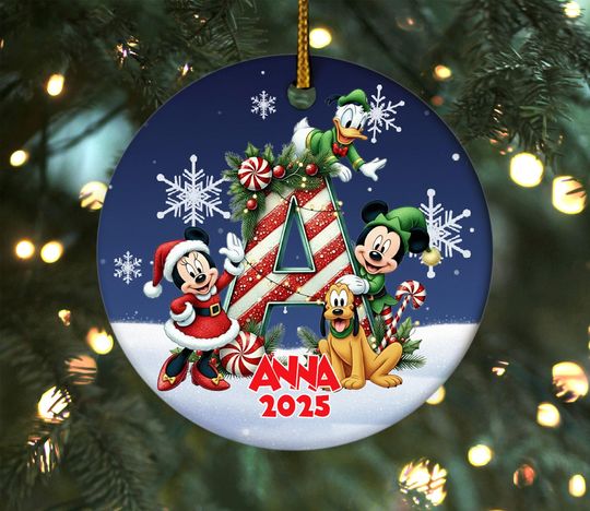 Discover Disney Personalized Letter Ornament  2025 Christmas Family Keepsake, Custom Name Ceramic Ornament, Disney Initial Ornament AXIR29