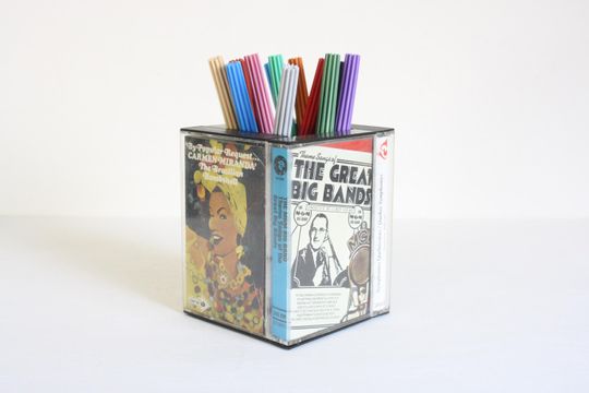 Vintage International Cassette Tape Desk Organizer and Pen Holder