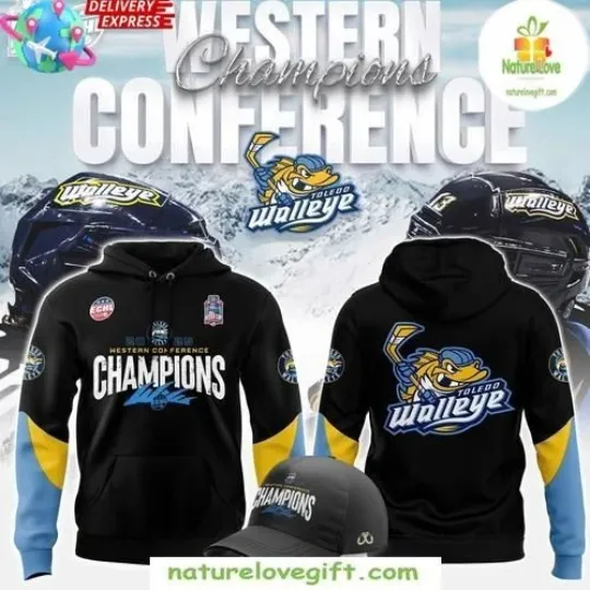Discover Toledo Walleye 2025 ECHL Western Conference Champions All Over Printed 3D Hoodie