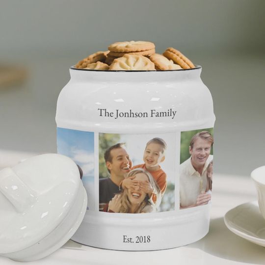 Custom 6 Photo Collage Ceramic Cookie Jar