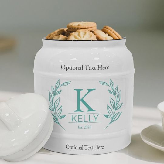 Discover Custom Family Monogram Cookie Jar, Personalized Family Gift, Holiday Kitchen Decor