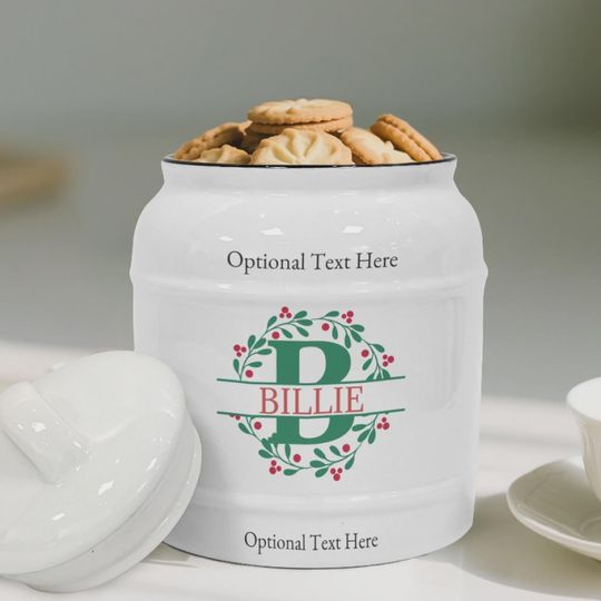 Discover Custom Christmas Monogram Cookie Jar, Personalized Holiday Cookie Jar, Xmas Gift for Family