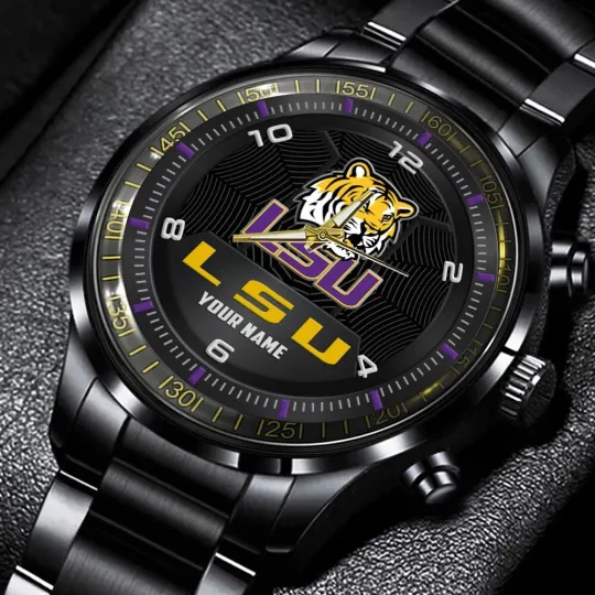 Discover l s u tigers stainless steel watch, gift for dad, christmas gift