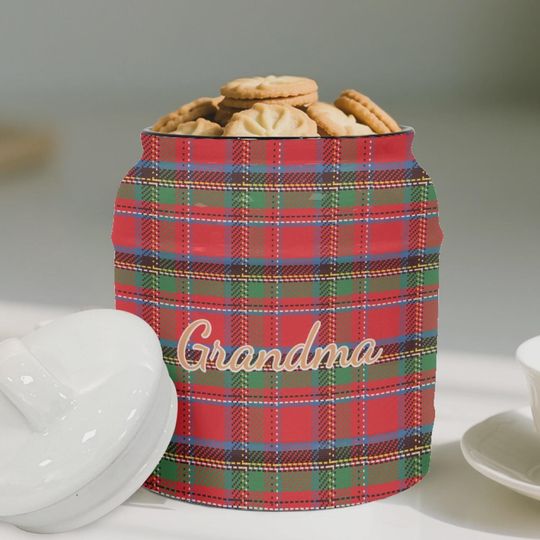 Discover Custom Tartan Plaid Ceramic Cookie Jar  Personalized Gift, Airtight Storage