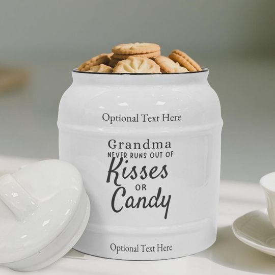 Discover Custom Ceramic Cookie Jar - Grandma Never Runs Out of Kisses or Candy