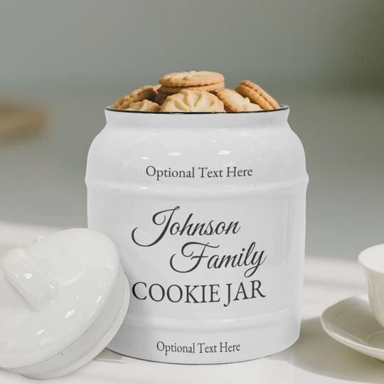 Discover Custom Family Name Ceramic Cookie Jar - Personalized Kitchen Canister
