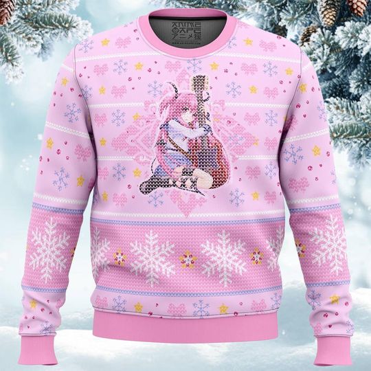 Discover Christmas Ugly Sweater 2025 Pink Anime Pullover Unisex Crewneck Winter Apparel