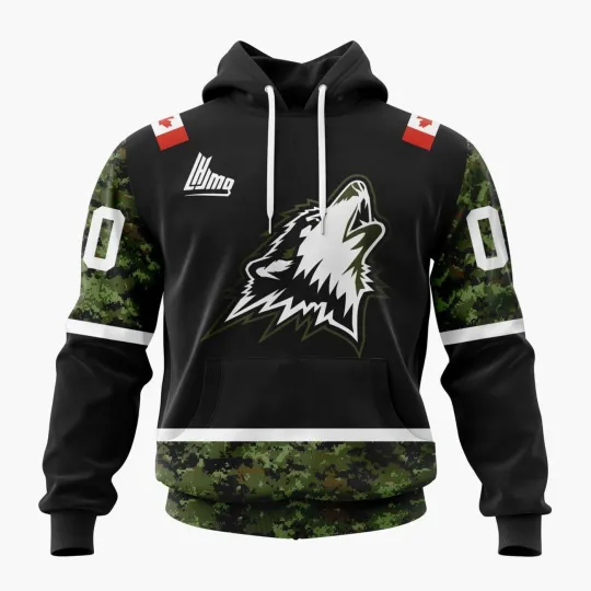 Discover Custom Rouyn-Noranda Huskies 2025/26 Military Appreciation Hoodie